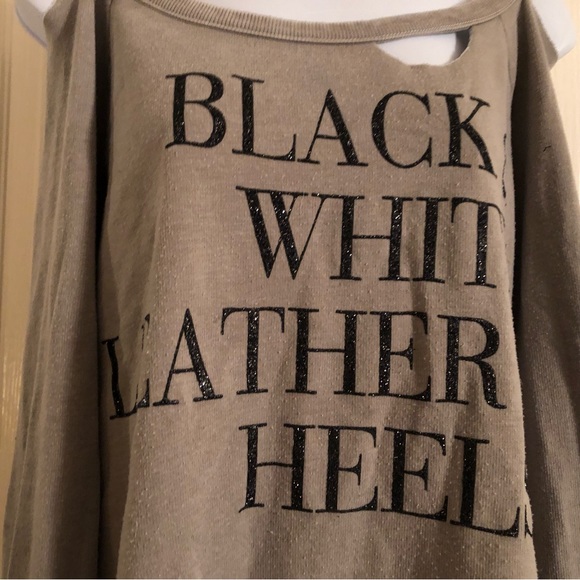 Black & White & Leather & Heels Distressed Sweatshirt - Picture 5 of 5